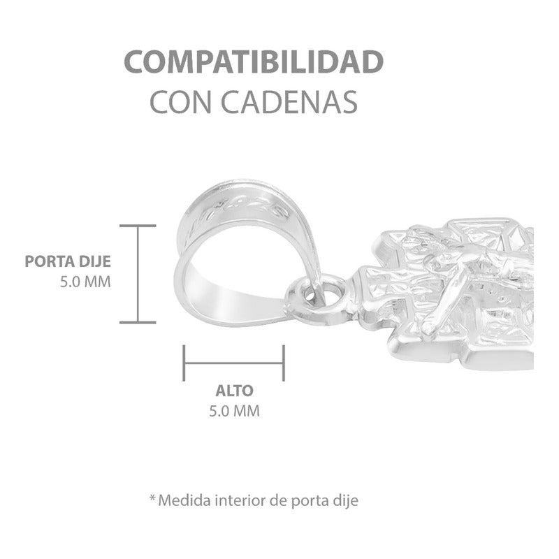 Dije Cruz Caravaca Troquelada Cristo Angeles Plata 925 2 Cm Plateado