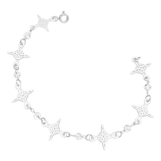 Pulsera Nudo De Bruja Laser Cristales Regalo Mujer Plata 925 Blanco 19 Cm