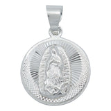 Dije Medalla Diamantada Virgen Guadalupe Plata 925 2 Cm