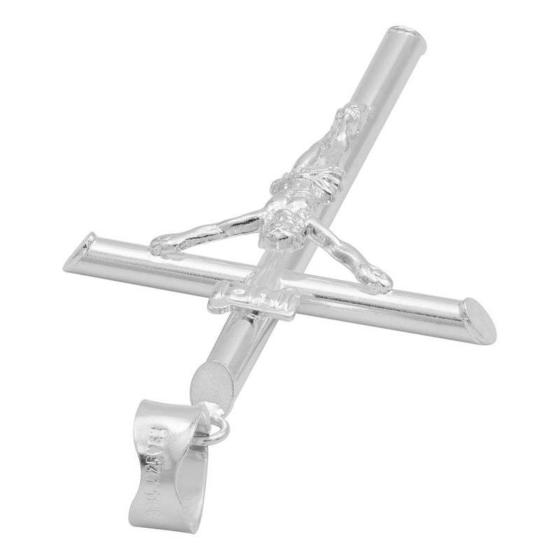 Joyaris Dije Cruz Tubular Con Cristo En Bulto Amuleto De Protección En Plata .925, 6 Cm Regalo Para Hombre