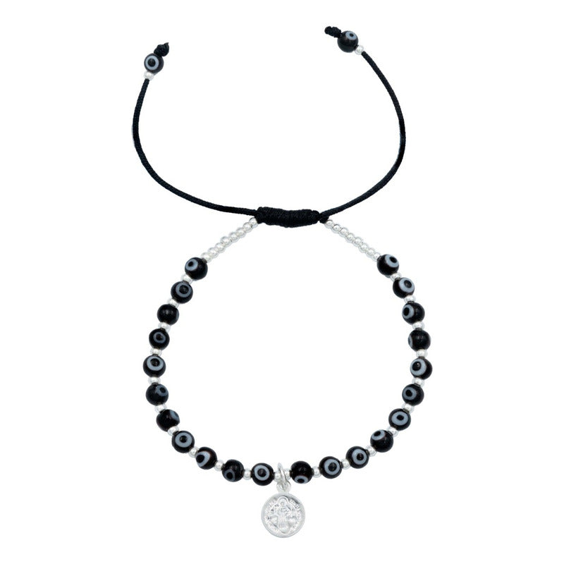 Pulsera Ajustable San Benito Ojo Turco Artesanal Plata 925