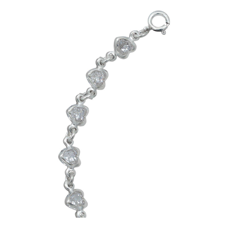 Pulsera Corazones Zirconias Amor Mujer Regalo Plata 925