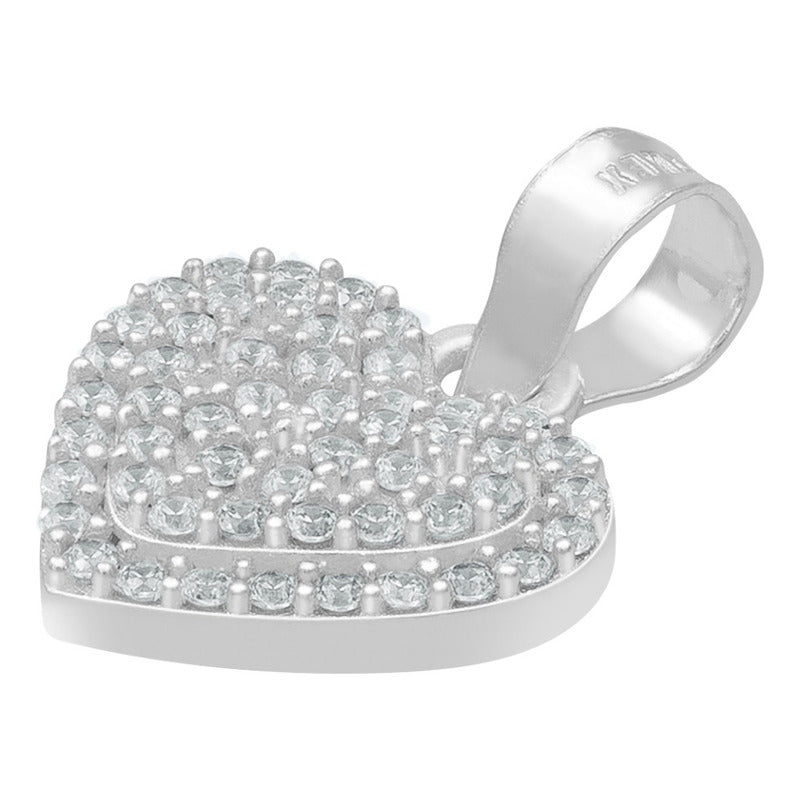 Dije Corazón Zirconia Mujer Amor Mamá Regalo Plata 925 1.7cm