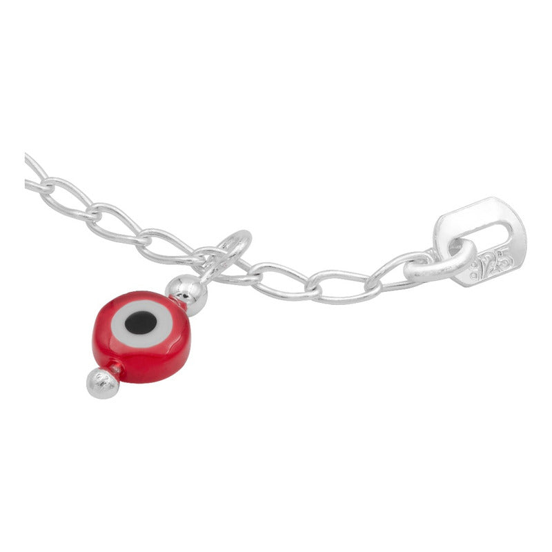 Pulsera Nudo De Bruja Bola Facetada Ojo Turco Plata 925 Rojo 18 Cm