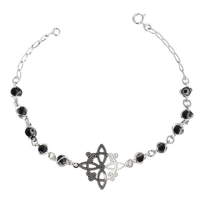 Pulsera Ajustable Nudo De Bruja A Laser Ojo Turco Plata 925