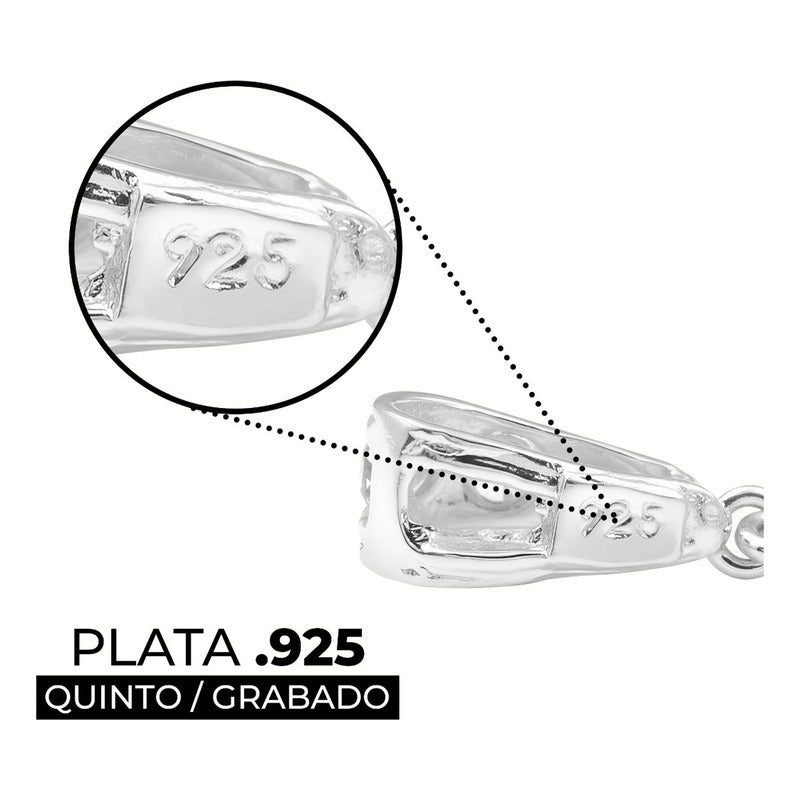 Dije Tetragrammatón Sólido Plata 925 Unisex Borde Zirconias - Plateado