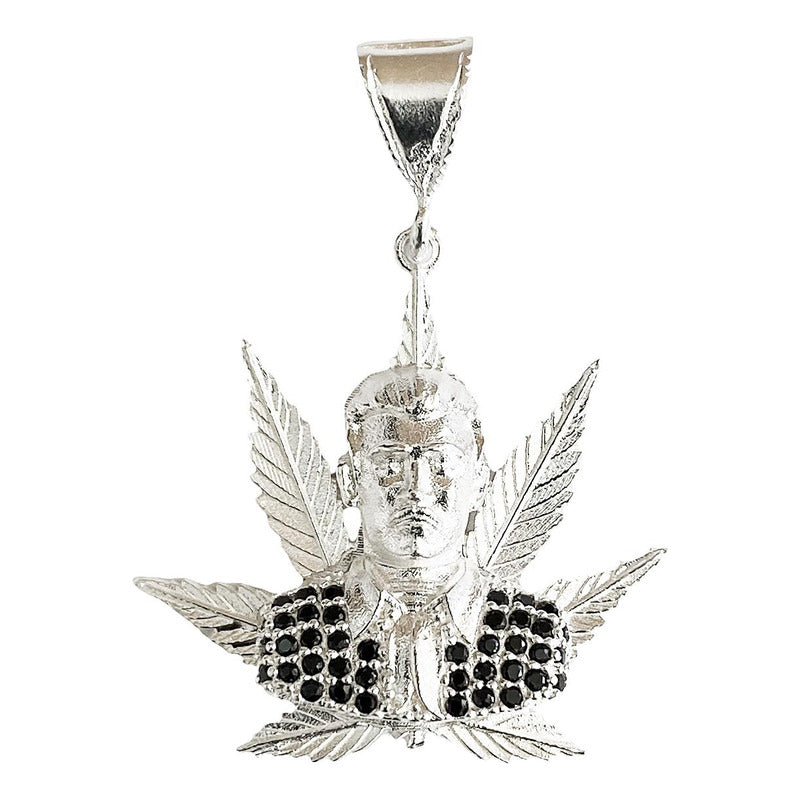 Dije Jesús Malverde Cannabis Zirconias Plata Solida Ley 925