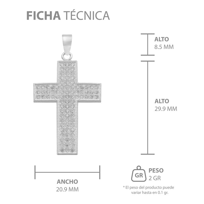 Dije Cruz Mediano Zirconias Hombre Regalo Plata 925 3.9 Cm