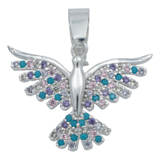 Dije Colibri Mediano Zirconias Amor Regalo Mujer Plata 925
