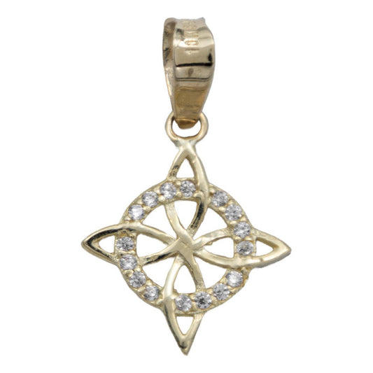Mini Dije Nudo De Bruja Celta Zirconias Amuleto Dama Oro 10k Dorado