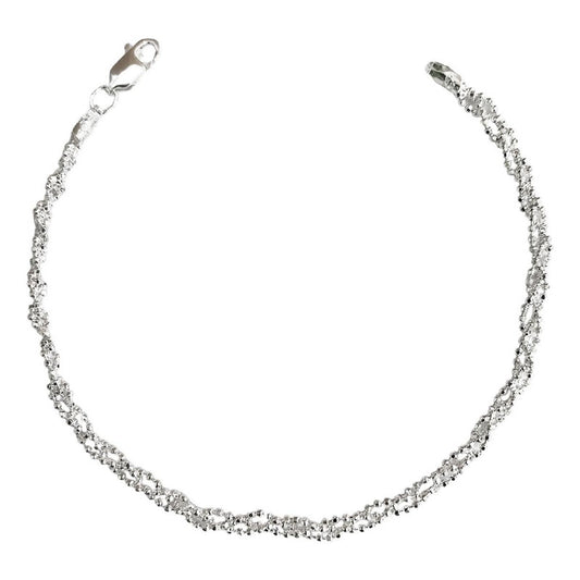Pulsera Torzal Bolitas Mujer Regalo Amor Plata Ley 925 3 Mm Plateado 7 Cm 18 Cm