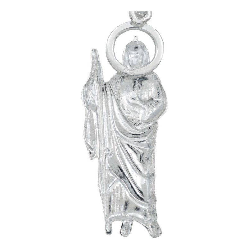 Dije San Judas Mediano Troquel Diamantado Plata 925 5.2 Cm Plateado
