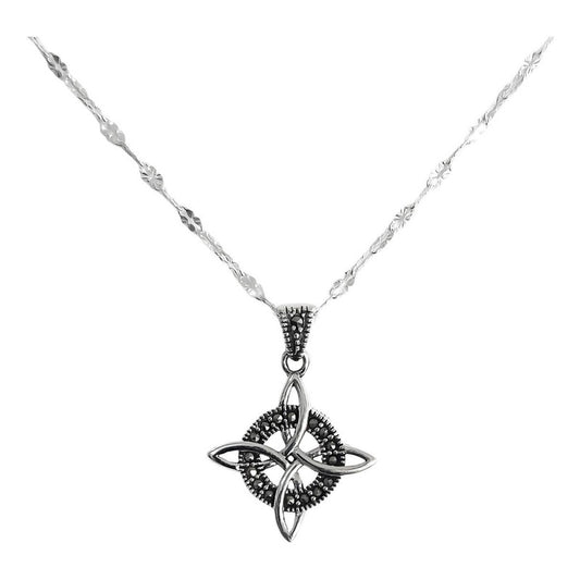 Collar Granito Nudo De Bruja Celta Hecho En Tailandia Ley925 Plateado