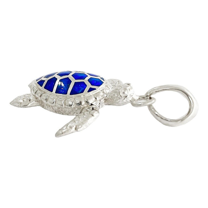 Dije Tortuga Con Piedra Natural Tallada De Plata Solida 925