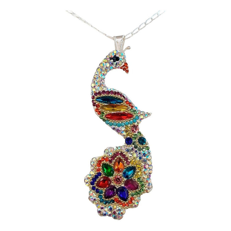 Juego Gigante Completo Artesanal Pavo Real Piedras Plata 925