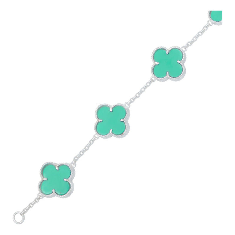 Pulsera Trebol Esmaltado Regalo Hombre Mujer Plata 925