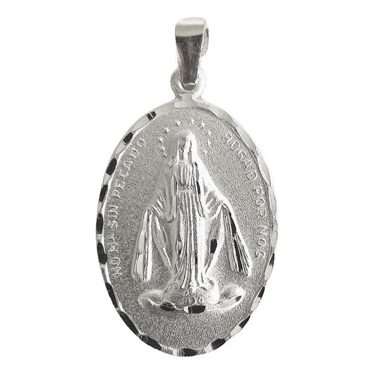 Dije Medalla Virgen Milagrosa Ovalada Mediana Plata Ley 925 52053