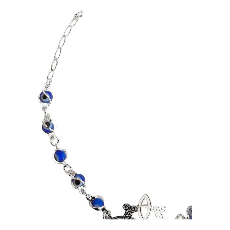 Pulsera Ajustable Nudo De Bruja A Laser Ojo Turco Plata 925