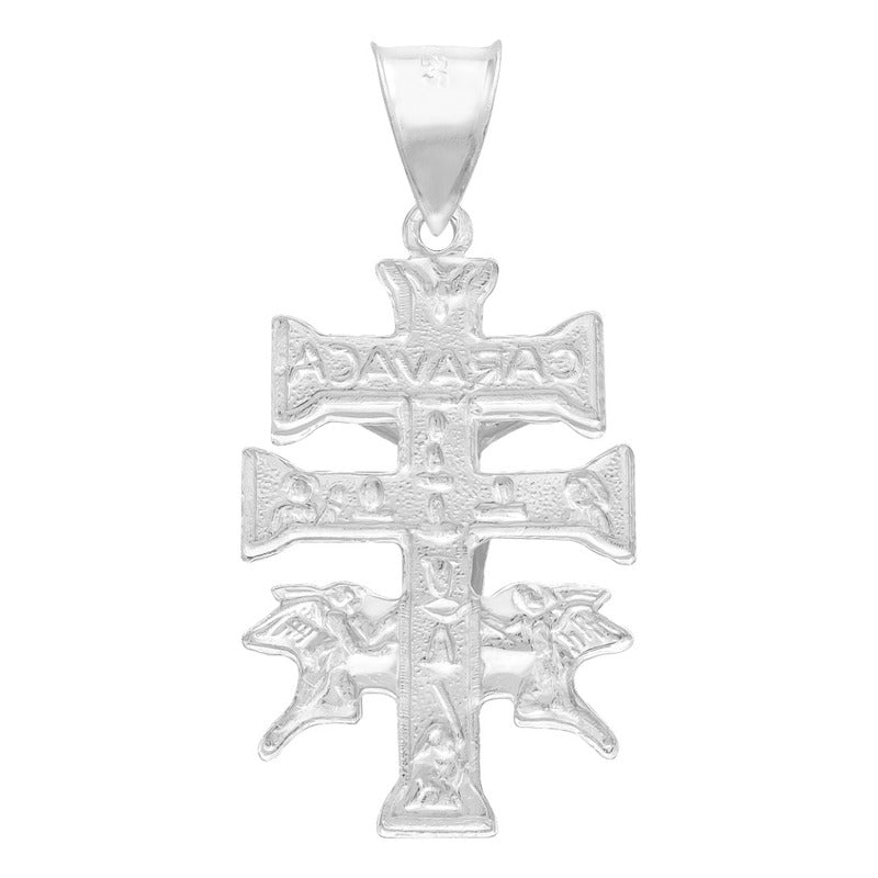 Dije Cruz Caravaca Troquelada Cristo Angeles Plata 925 3.5cm Plateado