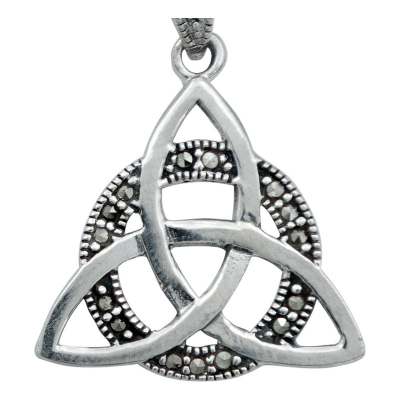 Collar Triqueta Zirconias Caden Granito De Cafe Plata 925