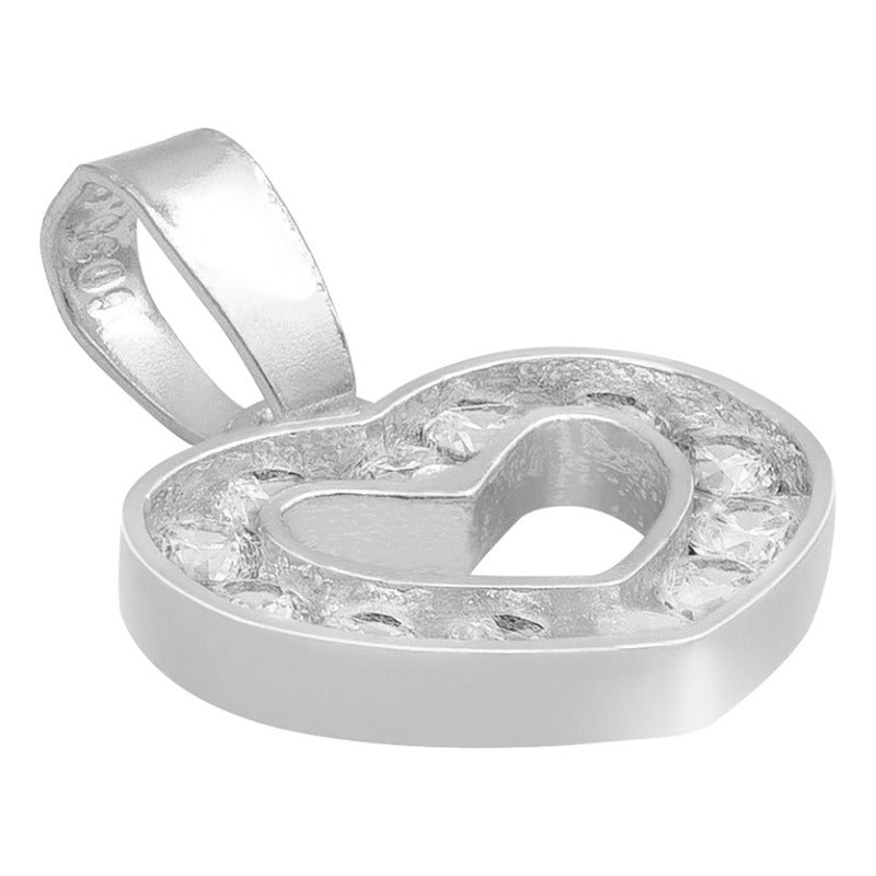 Dije Corazón Zirconia Mujer Amor Regalo Mamá Plata 925 1.7cm
