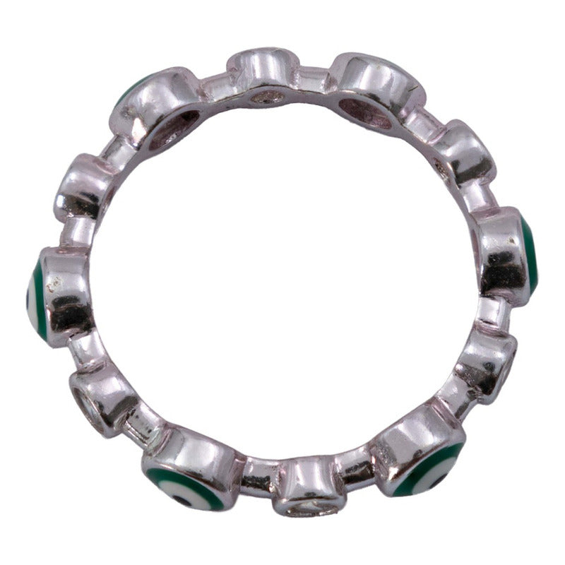 Anillo Ojo Turco Churumbela Completa Zirconias Plata 925