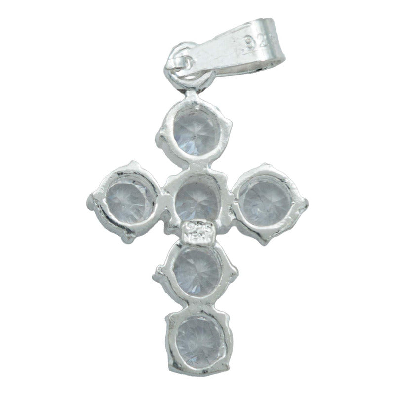 Dije Cruz Catolica De Zirconias Mediano Mujer Plata 925
