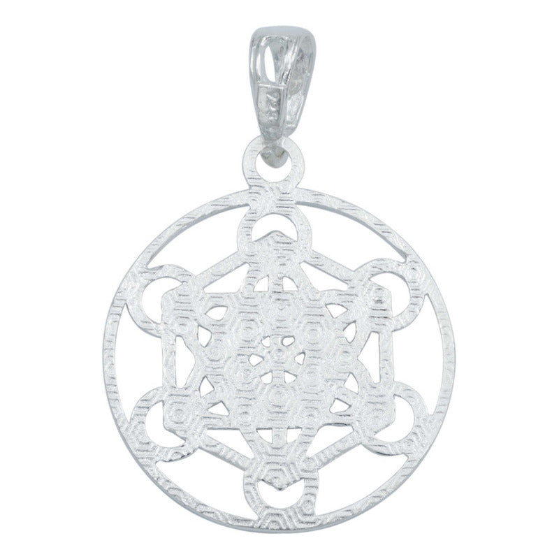 Dije Metatron Geometría Estrella Mediano Zirconia Plata 925