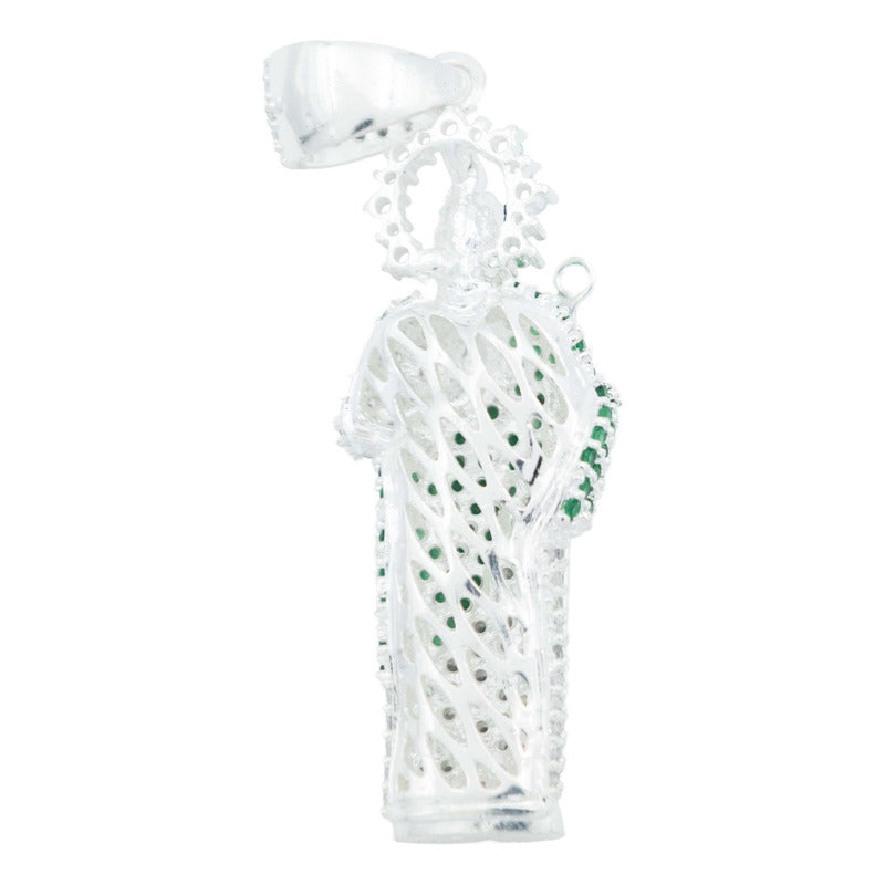 Dije San Judas Grande Zirconias Plata Ley 925 6.2 Cm Verde Alto/ancho 6.2 Cm X 2 Cm