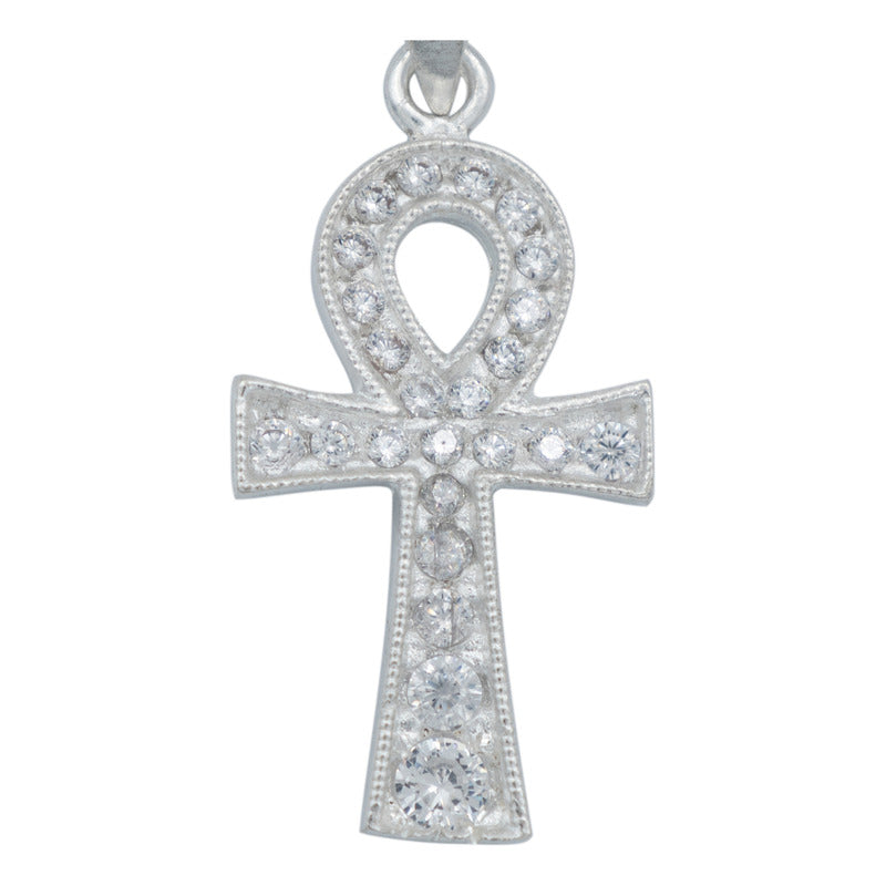 Dije Cruz Egipcia Ankh Llave De La Vida Zirconias Plata 925