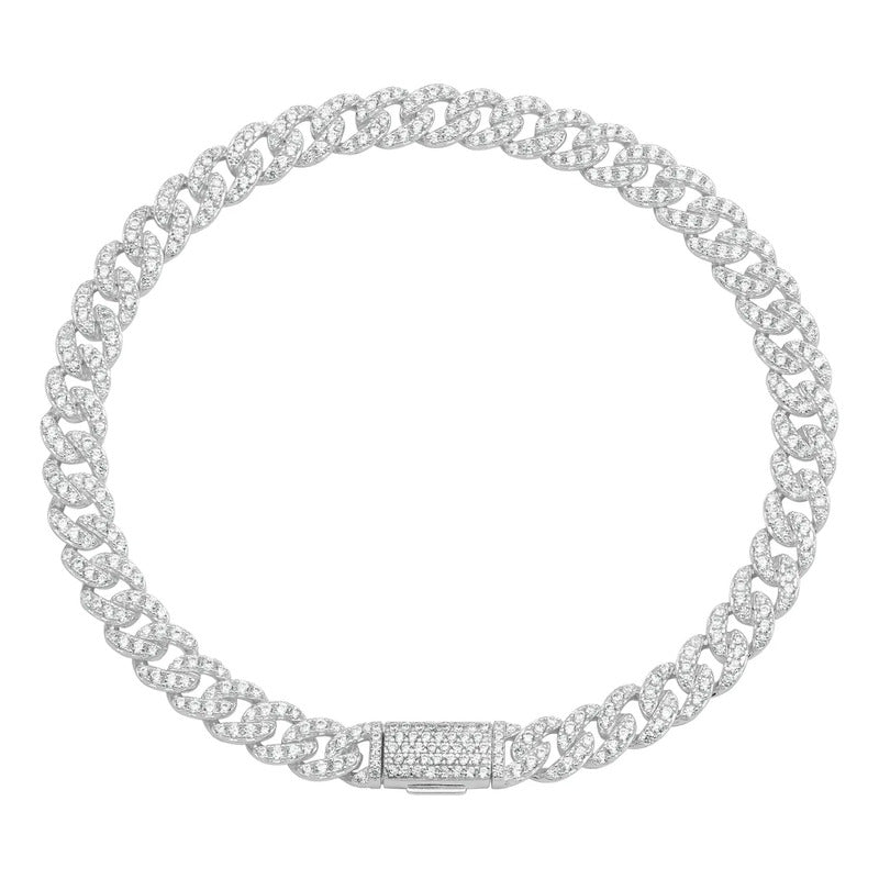 Pulsera Cubana Miami Zirconias Mujer Hombre Caja Plata S925 Plateado 6 Cm 20 Cm