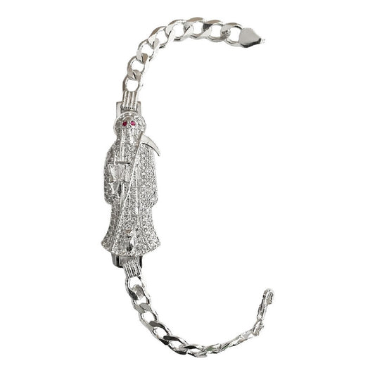 Pulsera Cuabana Santa Muerte Esclava Plata Ley 925