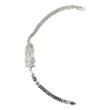 Pulsera Rolo Chica Virgen De Guadalupe Plata Solida Ley 925 Color Plateado Diámetro 6 Cm Largo 18 Cm