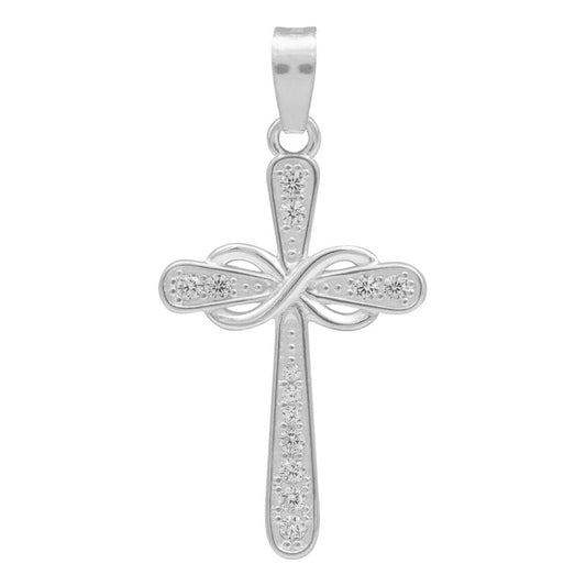 Dije Cruz Lazo Zirconias Hombre Mujer Regalo Plata 925 3.1cm Plateado