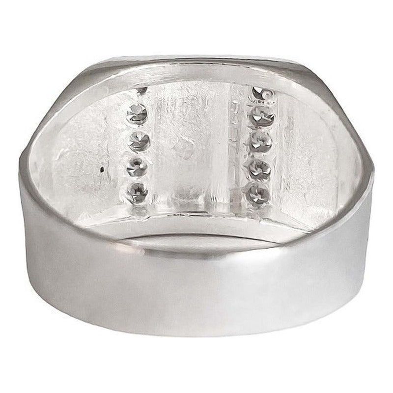 Anillo De Cuadro San Judas Tadeo Con Zirconias Plata Ley 925