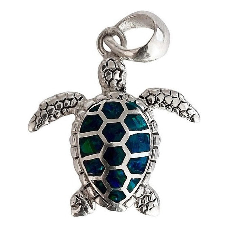 Dije Tortuga Con Piedra Natural Tallada De Plata Solida 925