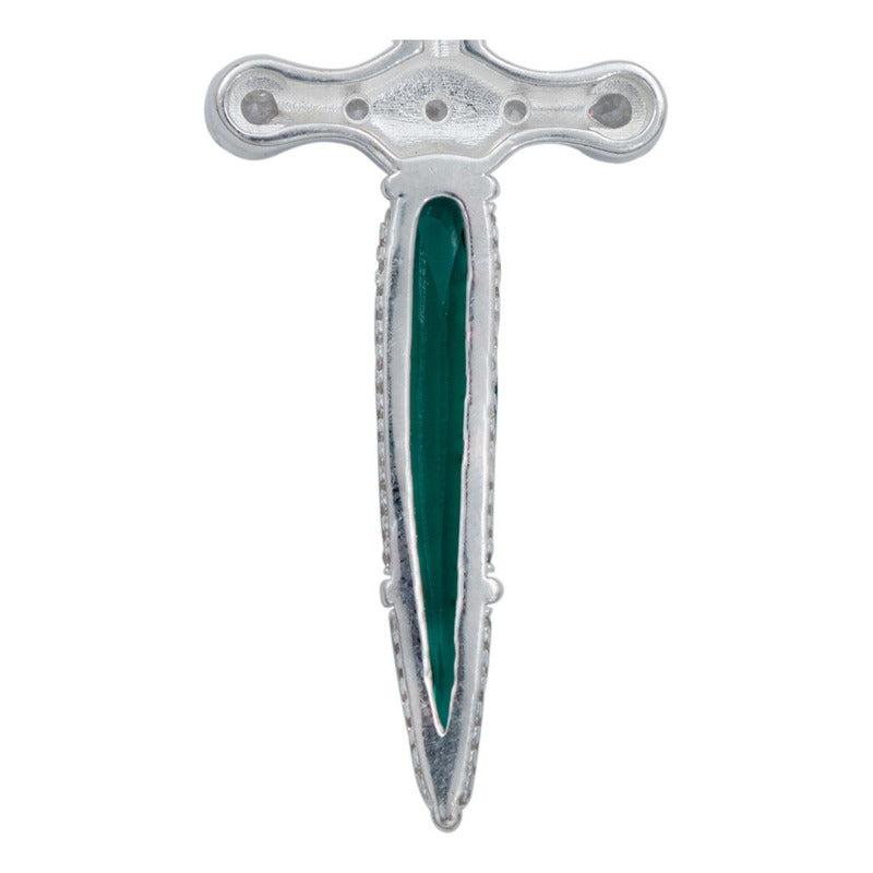 Dije Grande Espada San Miguel Corazón Zirconias Plata 925
