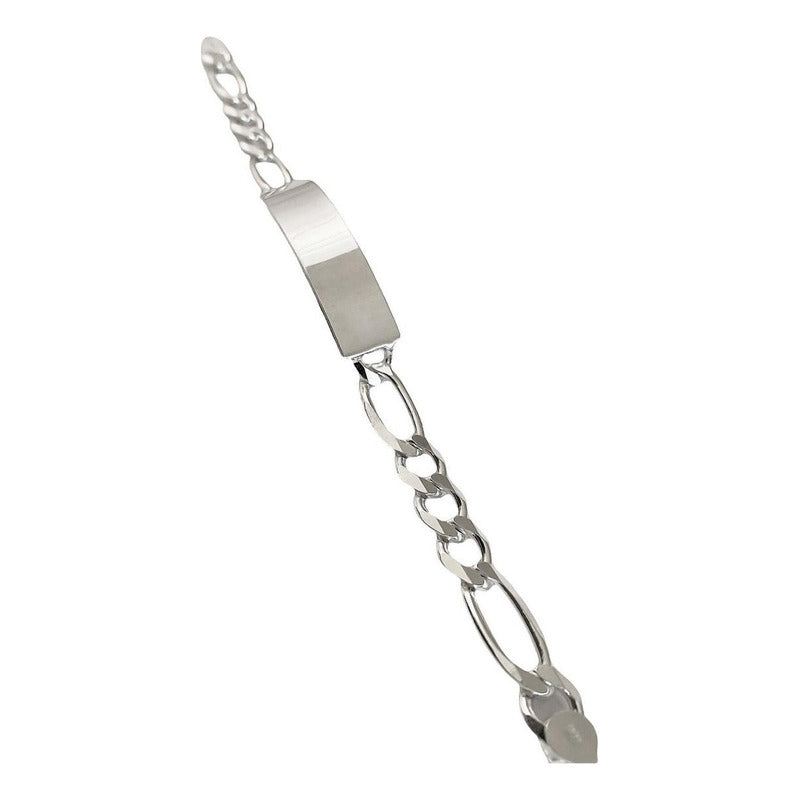 Esclava Hombre Pulsera Fígaro Plata 925 Placa Lisa 9 Mm