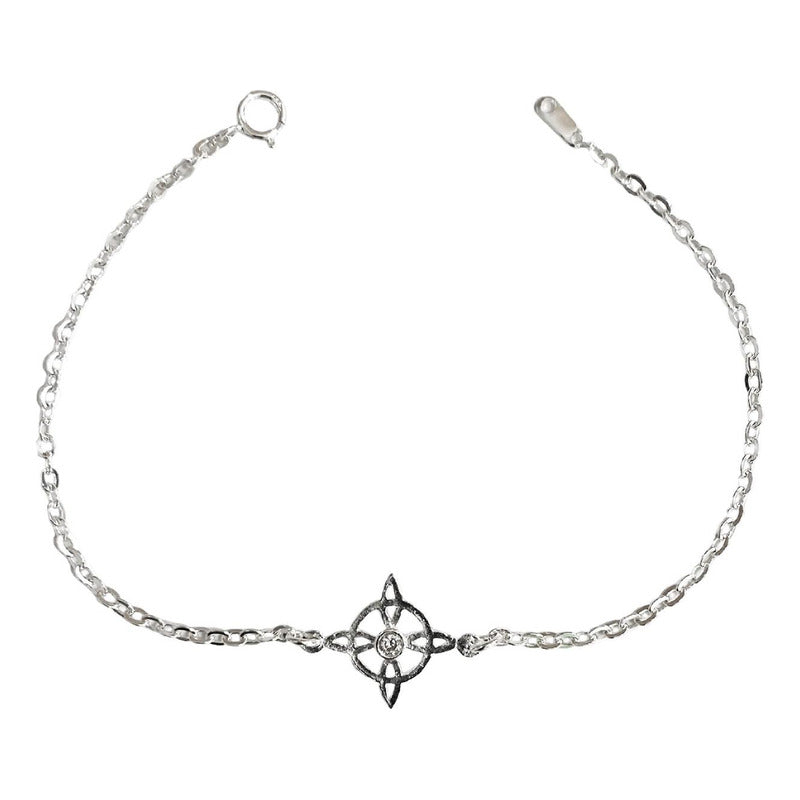 Pulsera Ajustable Nudo De Bruja Chico Zirconia Plata 925