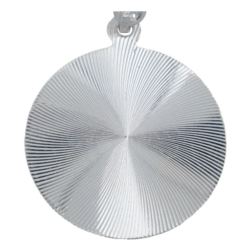 Dije Medalla Grande Diamantada Sagrado Corazón Plata 925