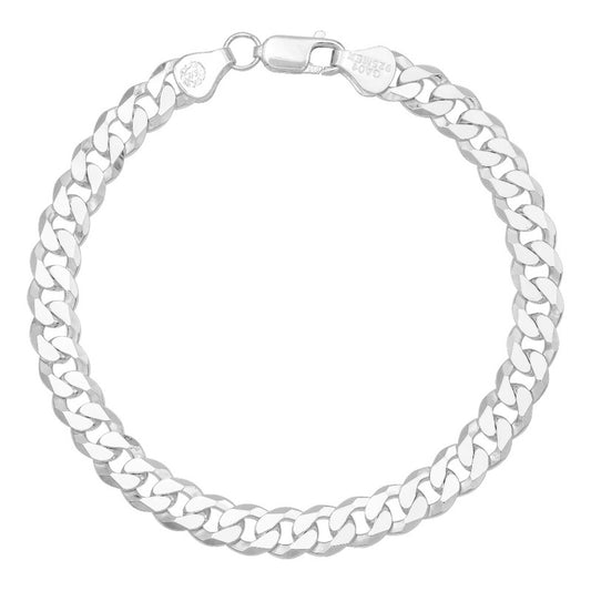 Pulsera Cubana Cerrada Hombre Regalo Plata 925 7 Mm Plateado 6 Cm 22 Cm