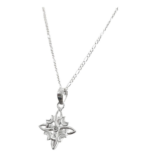 Collar Nudo De Bruja Fases Lunares Zirconia Plata 925 Plateado Alto / Ancho 2.4 Cm X 1.5 Cm