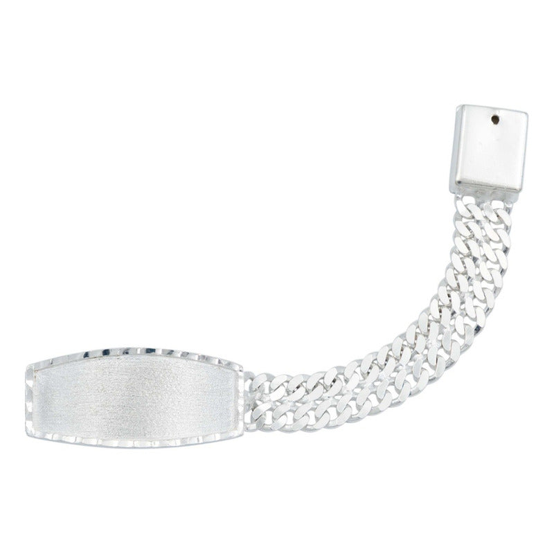 Esclava Niño Doble Cubana Diamantada Caja Plata 925 8 Mm