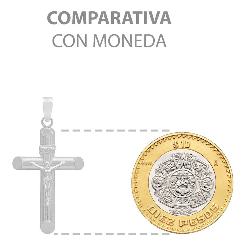 Dije Cruz Tubo Tubular Lisa Cristo Hombre Plata 925 3.6 Cm Plateado
