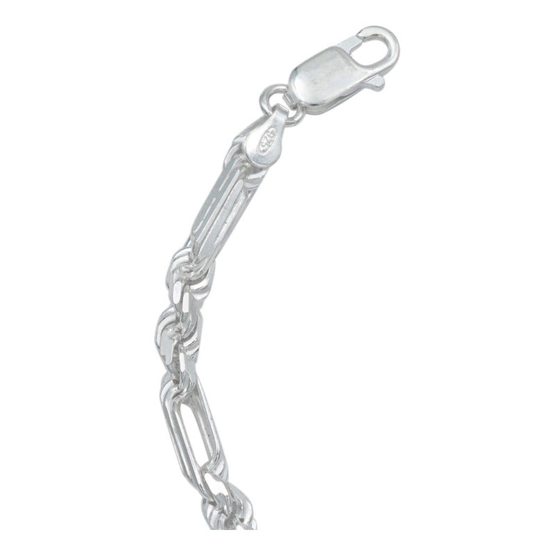 Pulsera Gruesa Torsal Figaro Hombre Plata Italy 925 4 Mm
