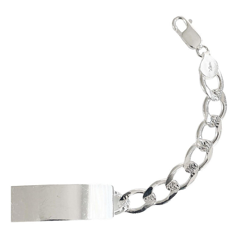 Esclava Hombre Pulsera Cubana Diamantada Plata 925 8 Mm