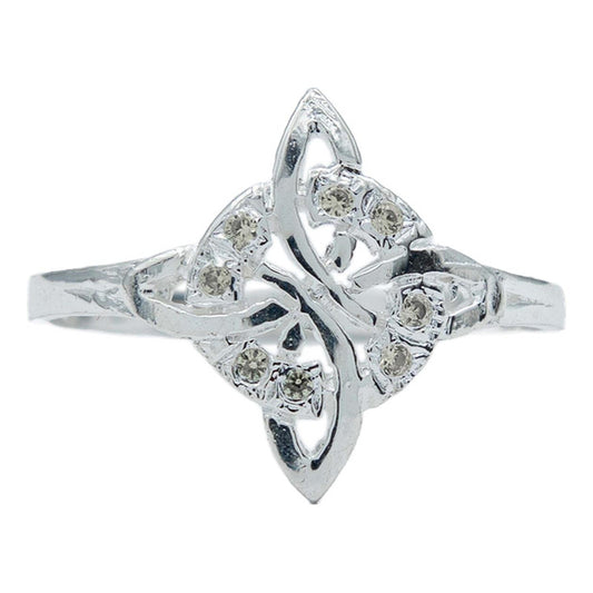 Anillo Nudo De Bruja Celta Diamantado Zirconias Plata S925