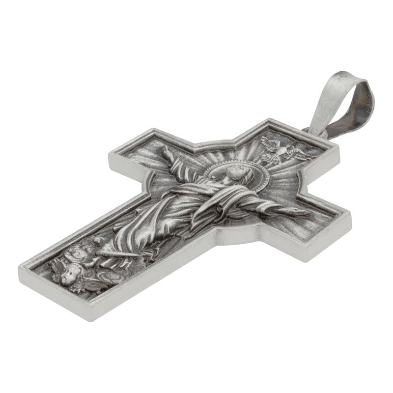Dije Cruz Grande Cristo Espiritu Santo Plata Antigua 925 Plateado