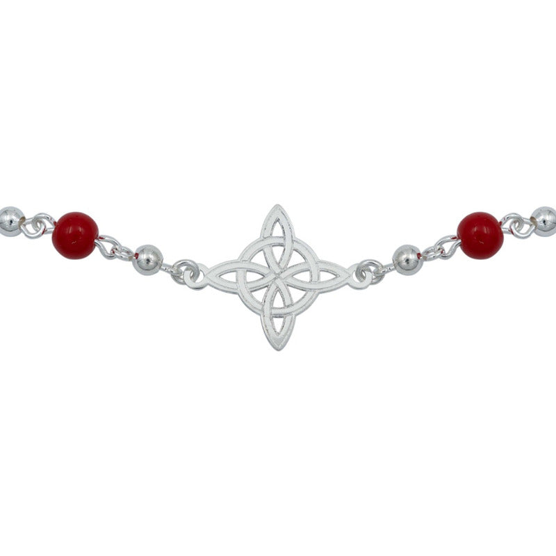 Pulsera Ajustable Nudo De Bruja Laser Bolitas Plata 925