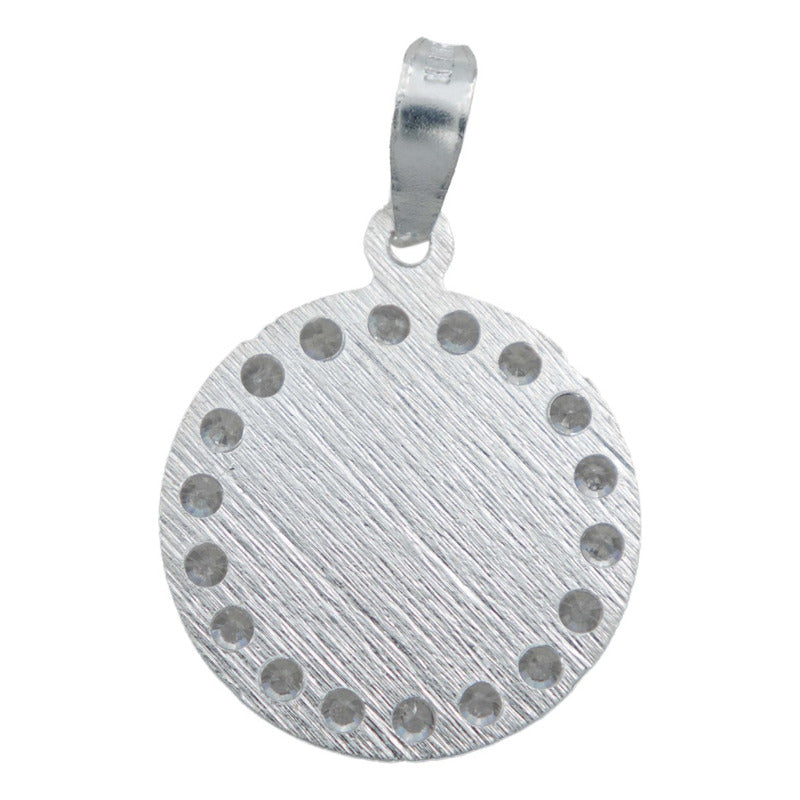Dije Medalla Diamantada San Judas Zirconias Plata 925 1.6 Cm